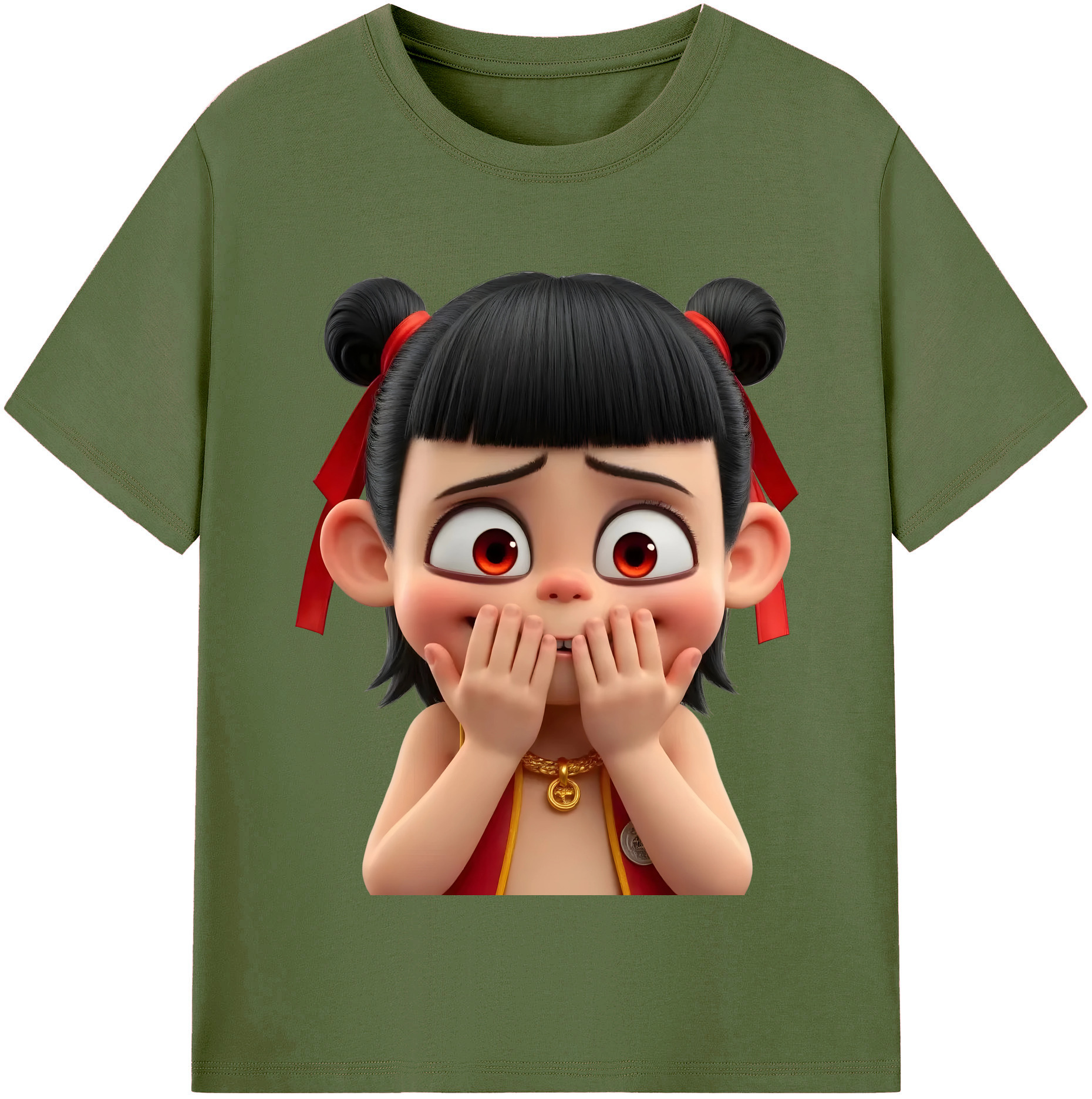 （画像用） Ne Zha 2 ナタ 魔童の大暴れ 綿100％半袖Tシャツ（フロントプリント）